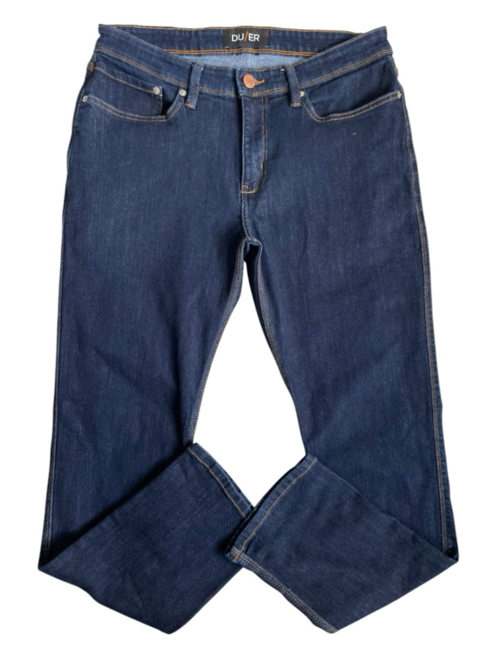 DU/ER L2X Relaxed Taper Performance Denim Jeans Mens 33x31 Blue Dark Wash